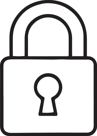 Black line Lock icon isolated on white background. Padlock sign. Security, safety, protection, privacy concept. Vector Illustrationのイラスト素材