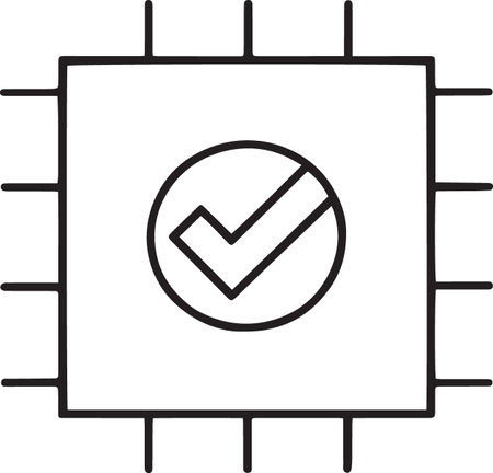 Chip with check mark icon, vector illustration. Flat design style.のイラスト素材