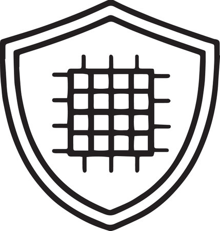 Black line Security shield icon isolated on white background. Vector Illustrationのイラスト素材