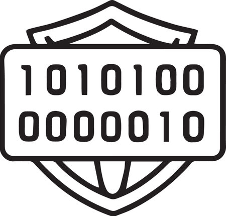 Black line Binary code icon isolated on white background. Vector Illustrationのイラスト素材