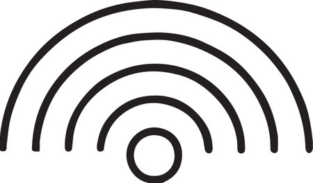 Black line WiFi wireless internet network symbol icon isolated on white background. Vector Illustrationのイラスト素材
