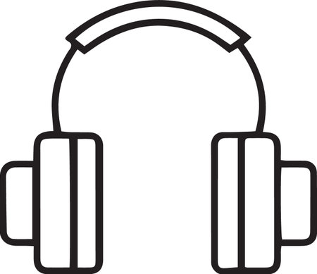 Black line Headphones icon isolated on white background. Earphones. Concept for listening to music, service, communication and operator. Vector Illustrationのイラスト素材