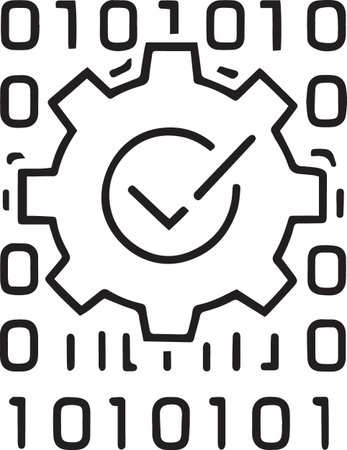 Black line Time Management icon isolated on white background. Clock and gear sign. Productivity symbol. Vector Illustrationのイラスト素材