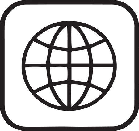 Black line Worldwide icon isolated on white background. Pin on globe. Vector Illustrationのイラスト素材