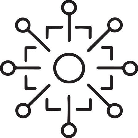 Black line Neural network icon isolated on white background. Artificial intelligence AI. Vector Illustrationのイラスト素材