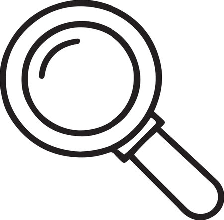Black line Magnifying glass icon isolated on white background. Search, focus, zoom, business symbol. Vector Illustrationのイラスト素材