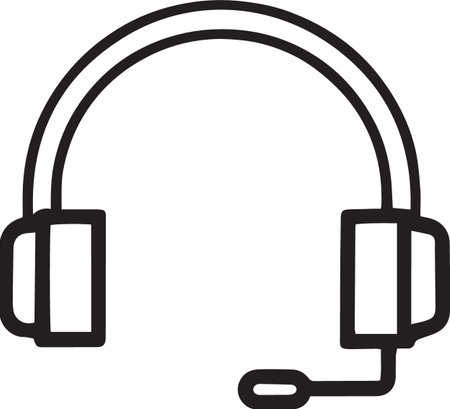Black line Headphones icon isolated on white background. Support customer service, hotline, call center, faq, maintenance. Vector Illustrationのイラスト素材