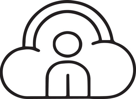 Black line Cloud technology data transfer and storage icon isolated on white background. Vector Illustrationのイラスト素材