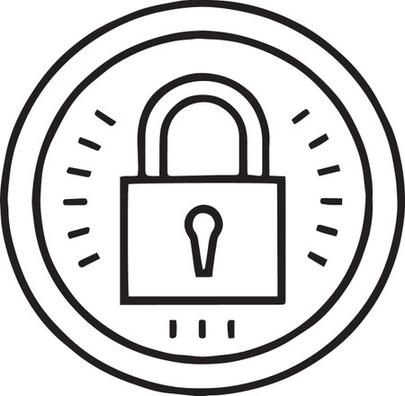 Black line Lock icon isolated on white background. Padlock sign. Security, safety, protection, privacy concept. Vector Illustrationのイラスト素材