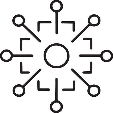 Black line Neural network icon isolated on white background. Artificial intelligence AI. Vector Illustrationのイラスト素材