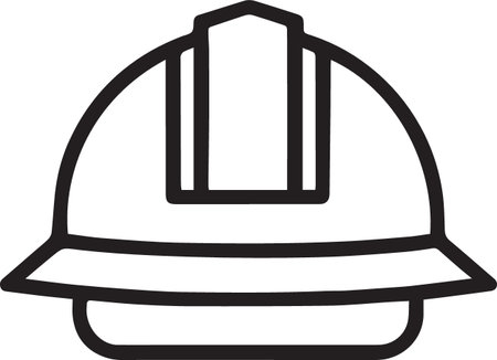 Black line Firefighter helmet icon isolated on white background. Vector Illustrationのイラスト素材