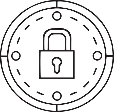 Black line Lock icon isolated on white background. Padlock sign. Security, safety, protection, privacy concept. Vector Illustrationのイラスト素材