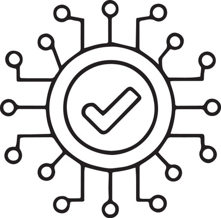 Approved icon with check mark in circle. Vector illustration.のイラスト素材