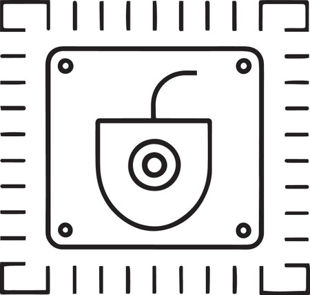 Black line Computer mouse icon isolated on white background. Optical with wheel symbol. Vector Illustrationのイラスト素材