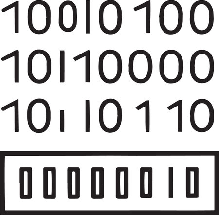 Binary code. Vector illustration. Black and white colors. Isolated on white background.