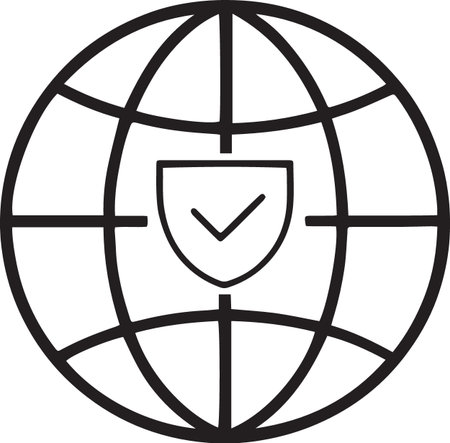 Black line Shield with check mark icon isolated on white background. Security, safety, protection, privacy concept. Vector Illustrationのイラスト素材