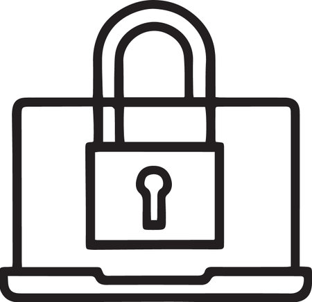 Black line Lock icon isolated on white background. Padlock sign. Security, safety, protection, privacy concept. Vector Illustrationのイラスト素材