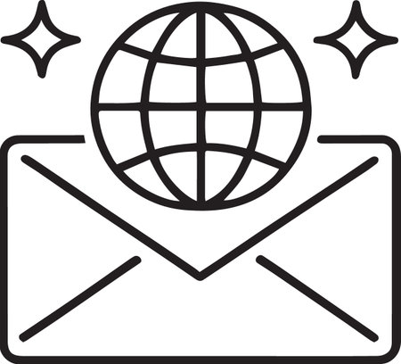 Black line Mail and e-mail icon isolated on white background. Envelope symbol e-mail. Email message sign. Vector Illustrationのイラスト素材