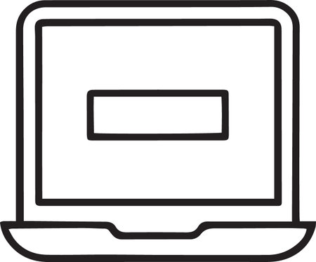 Black line Laptop icon isolated on white background. Computer notebook with empty screen sign. Vector Illustrationのイラスト素材