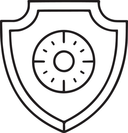 Black line Shield with eye icon isolated on white background. Security, safety, protection, privacy concept. Vector Illustrationのイラスト素材