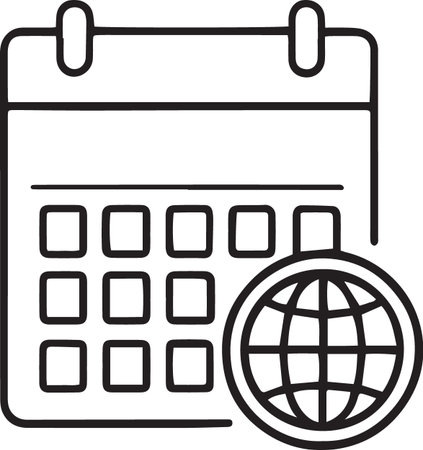 Black line Calendar icon isolated on white background. Event reminder symbol. Vector Illustrationのイラスト素材