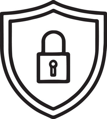 Black line Lock icon isolated on white background. Padlock sign. Security, safety, protection, privacy concept. Vector Illustrationのイラスト素材