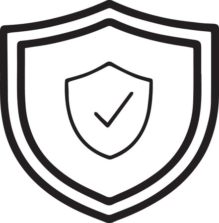 Shield with check mark icon isolated on white background. Security, safety, protection, privacy concept. Vector Illustrationのイラスト素材