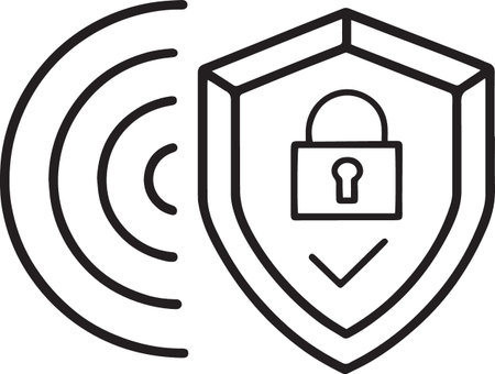 Black line Shield and lock icon isolated on white background. Security, safety, protection, privacy concept. Vector Illustrationのイラスト素材