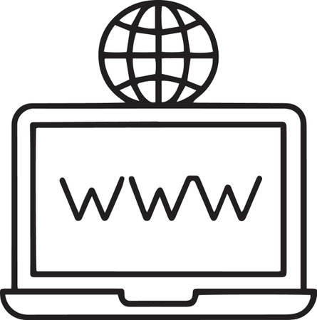 Black line Laptop with news icon isolated on white background. Vector Illustrationのイラスト素材