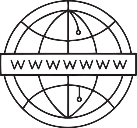 Black line World map icon isolated on white background. Vector Illustrationのイラスト素材