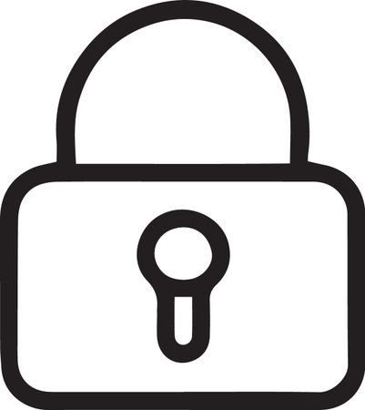 Black line Lock icon isolated on white background. Padlock sign. Security, safety, protection, privacy concept. Vector Illustrationのイラスト素材