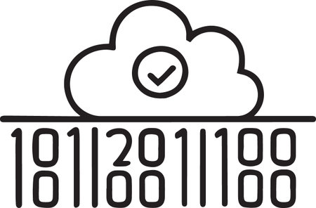 Black line Cloud computing with check mark icon isolated on white background. Security, safety, protection concept. Vector Illustrationのイラスト素材