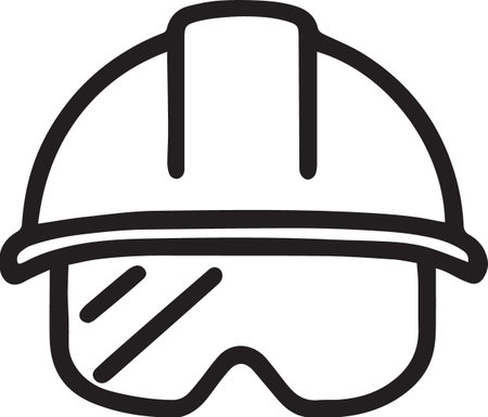 Black line Firefighter helmet and gas mask icon isolated on white background. Vector Illustrationのイラスト素材