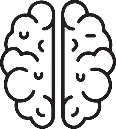 Black line Human brain icon isolated on white background. Vector Illustrationのイラスト素材