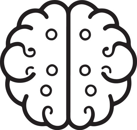 Black line Human brain icon isolated on white background. Vector Illustrationのイラスト素材