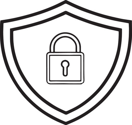 Padlock on shield icon. Security, safety, protection, privacy conceptのイラスト素材