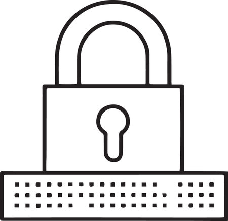 Black line Lock icon isolated on white background. Padlock sign. Security, safety, protection, privacy concept. Vector Illustrationのイラスト素材