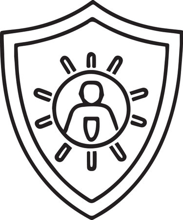 Black line Life insurance with shield icon isolated on white background. Security, safety, protection, protect concept. Vector Illustrationのイラスト素材