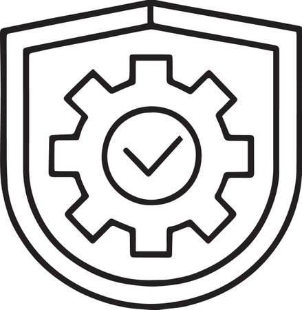 Black line Shield with check mark icon isolated on white background. Security, safety, protection, privacy concept. Vector Illustrationのイラスト素材