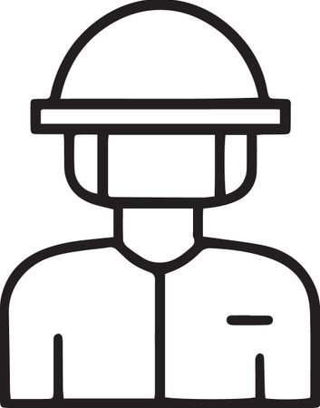 Black line Firefighter icon isolated on white background. Vector Illustration
