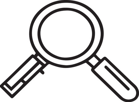 Black line Magnifying glass icon isolated on white background. Search, focus, zoom, business symbol. Vector Illustrationのイラスト素材