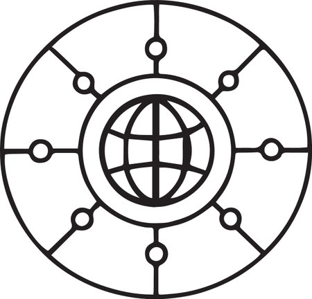 Black line Globe icon isolated on white background. World or Earth sign. Global internet symbol. Geometric shapes. Vector Illustrationのイラスト素材