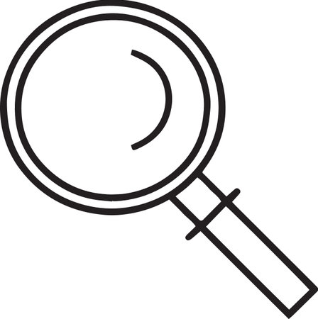 Black line Magnifying glass icon isolated on white background. Search, focus, zoom, business symbol. Vector Illustrationのイラスト素材