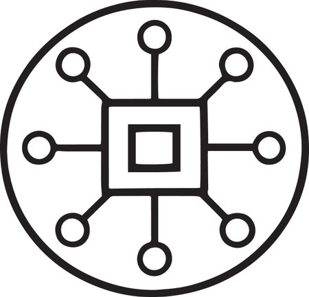 Black line Neural network icon isolated on white background. Artificial intelligence AI. Vector Illustrationのイラスト素材