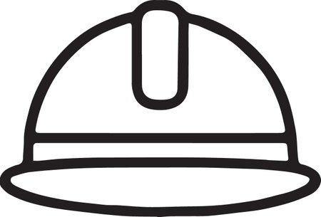 Black line Worker safety helmet icon isolated on white background. Vector Illustrationのイラスト素材