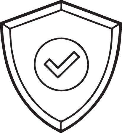 Shield with check mark icon isolated on white background. Security, safety, protection, privacy concept. Vector Illustrationのイラスト素材