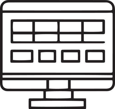 Black line Computer monitor screen icon isolated on white background. PC component sign. Vector Illustrationのイラスト素材