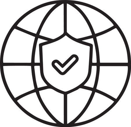 Black line Shield with check mark icon isolated on white background. Security, safety, protection, privacy concept. Tick mark approved icon. Vector Illustrationのイラスト素材