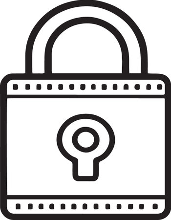 Black line Lock icon isolated on white background. Padlock sign. Security, safety, protection, privacy concept. Vector Illustrationのイラスト素材
