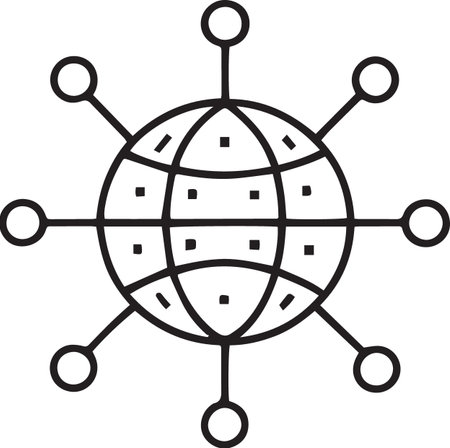 Black line Network icon isolated on white background. Global communication or social network concept. Vector Illustrationのイラスト素材